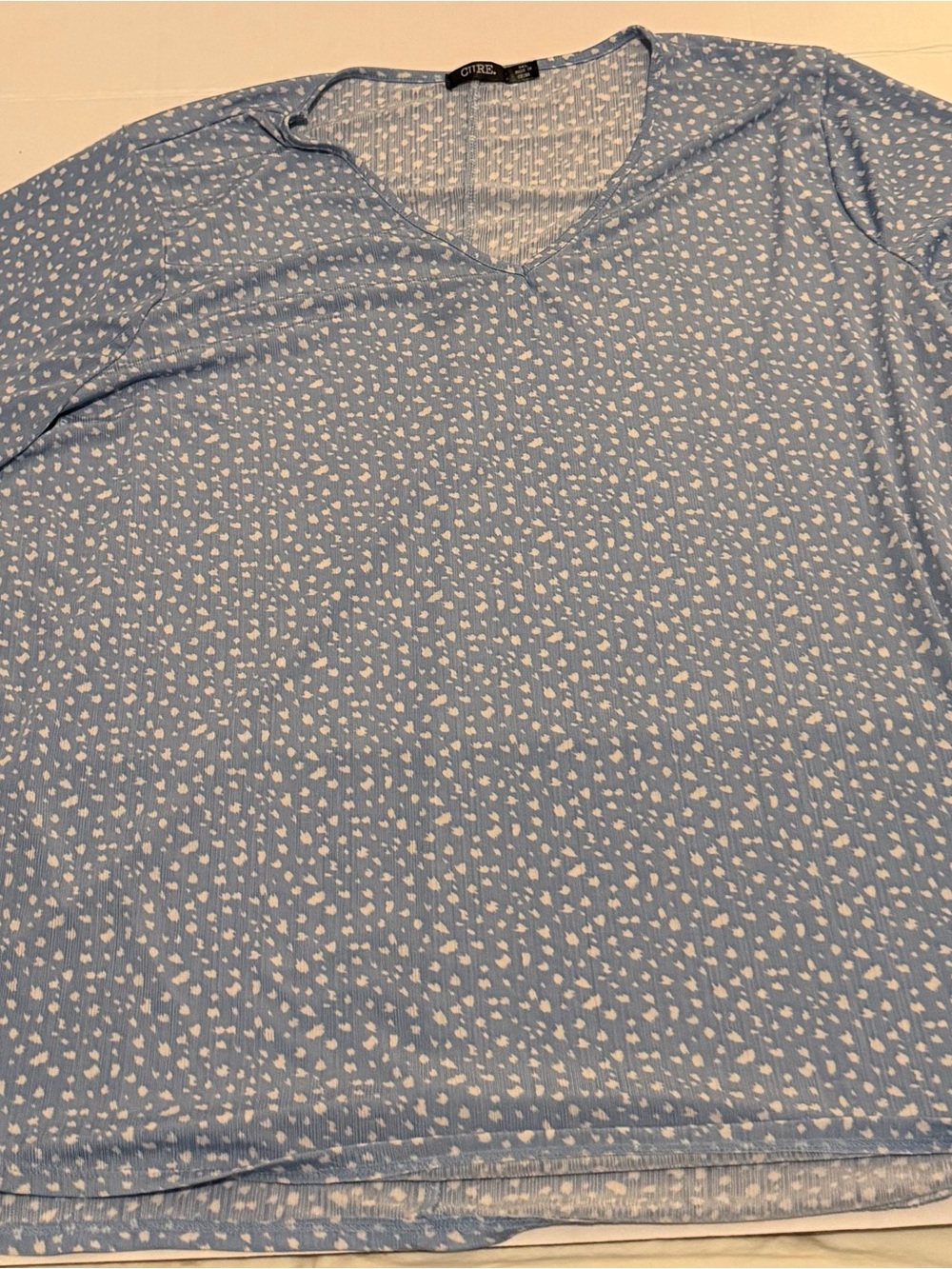 3XL Blue Cure V-Neck Printed Women's Top